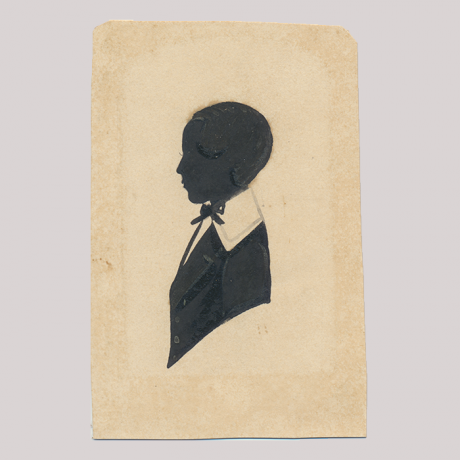 
        Front of silhouette, with boy looking left.